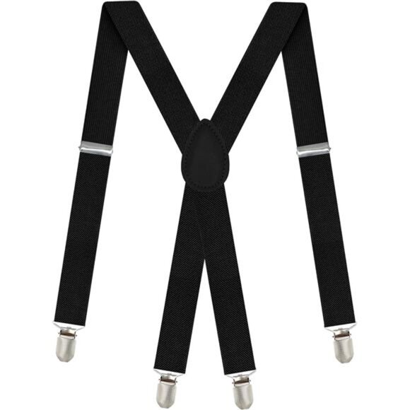 Suspenders for Men, Adjustable X Back 1 inch Wide Suspender 4 Strong Clips - Picture 1 of 7